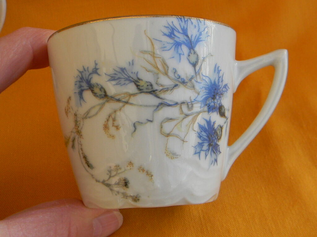 Set of 6 porcelain cups. Blueberry décor