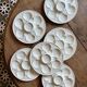 Lot de 6 assiettes à huîtres vintage en céramique blanche - Longchamp