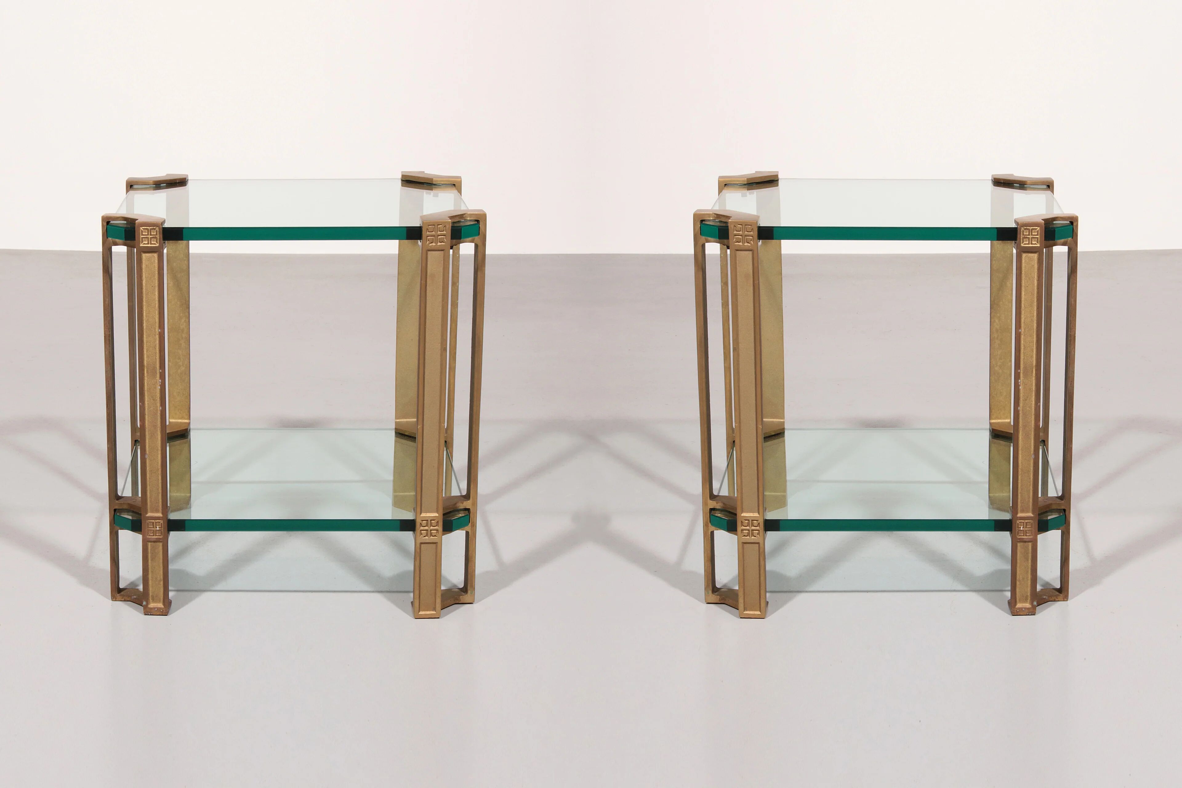 Peter Ghyczy side or coffee tables T24 double glass 70s design 45x45x45