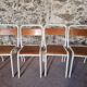 Set of 4 vintage French school chairs – Stackable chairs – 1920s