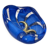 1970s Murano Swirl Blue Glass Bowl