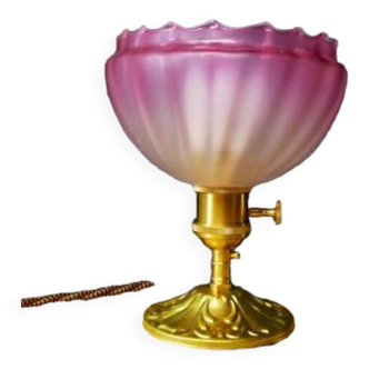 Table lamp with jagged pink lampshade