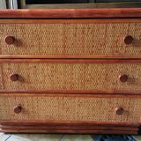 Vintage chest of drawers in rattan and bamboo
