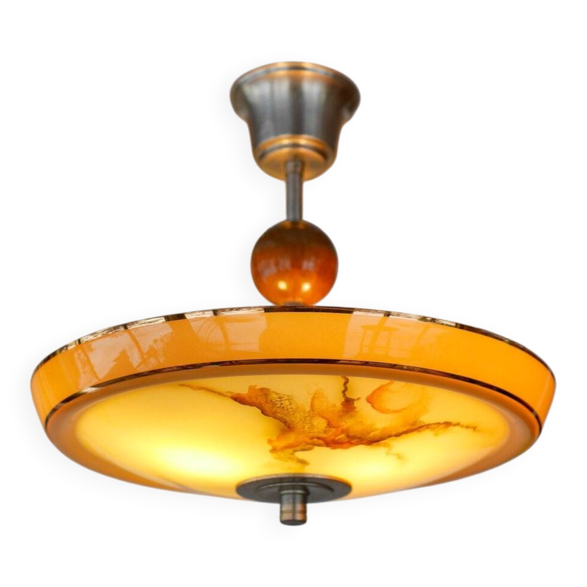 Scandinavian Art Deco glass pendant light, 1930s