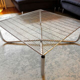 Vintage grid tray steel coffee table