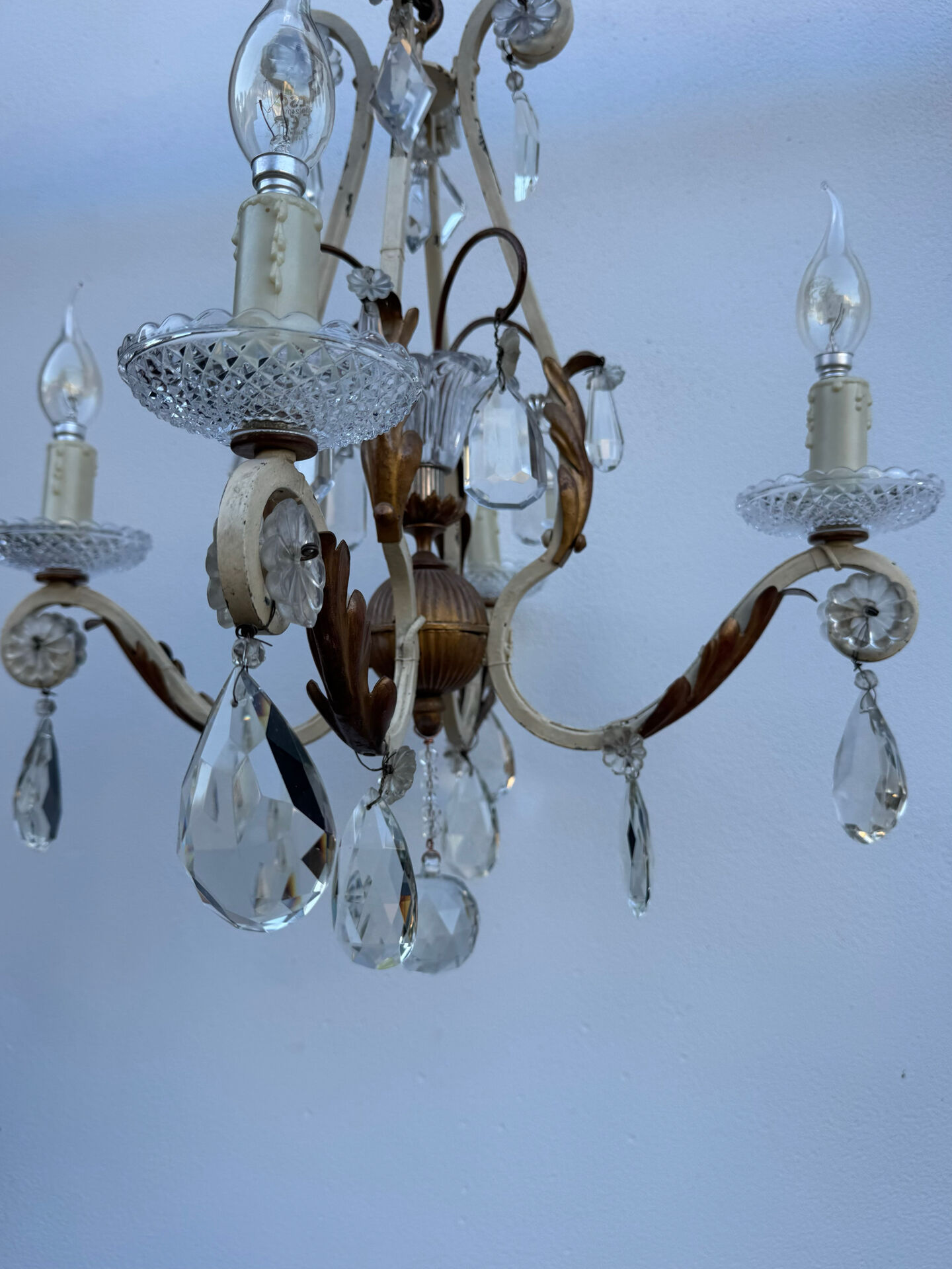Crystal pendant chandelier wrought iron 1900