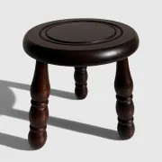 French Art Deco Tripod Stool in Chestnut, Attributed to Dudouyt, 1940s