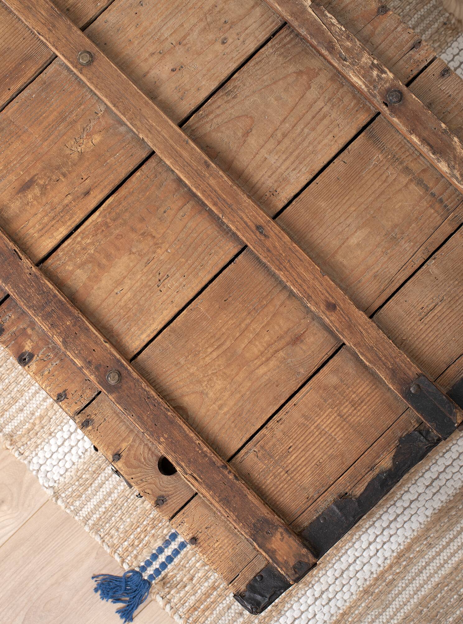 Large old trunk, wood and steel