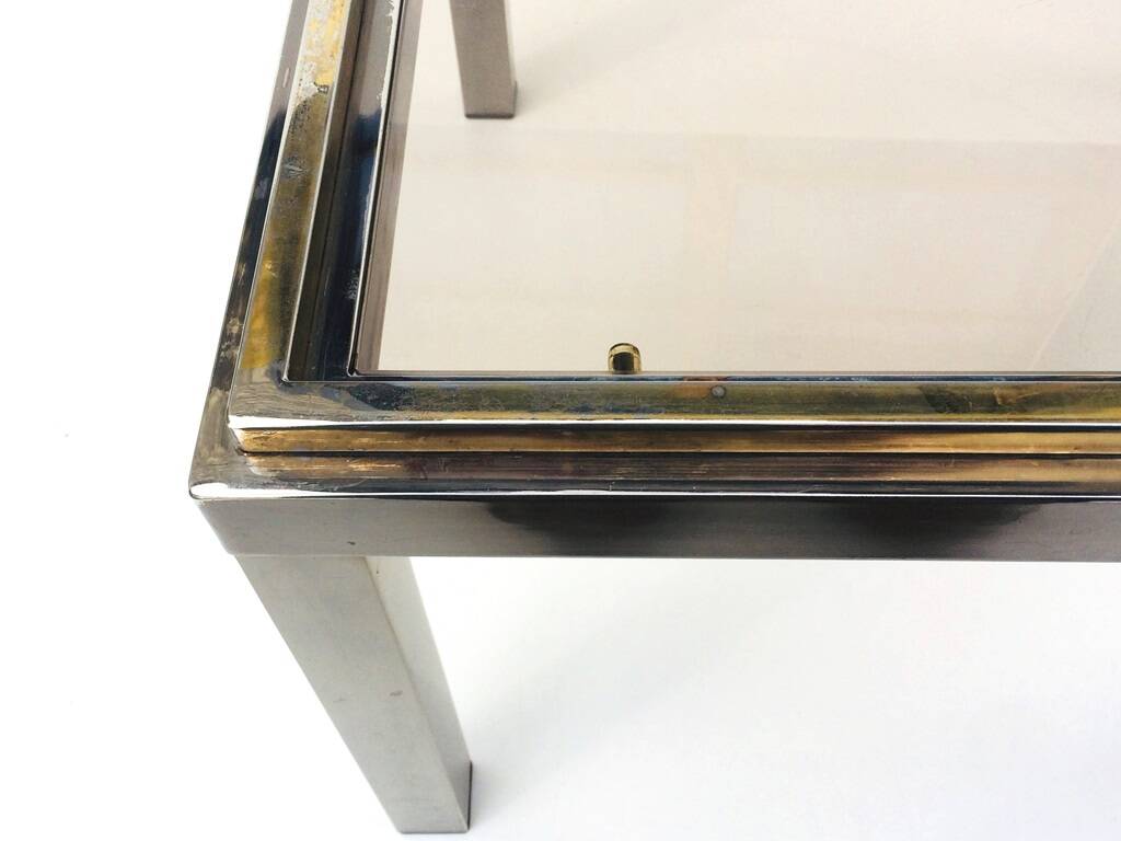 Table basse carrée Flaminia Belgochrom W. Rizzo. Vintage 70s