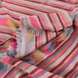 XXL Handmade Striped Vintage Pink Algerian Berber Rug With Geometric Patterns 369x163 cm