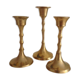 Set of 3 vintage brass candlesticks