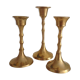 Set of 3 vintage brass candlesticks