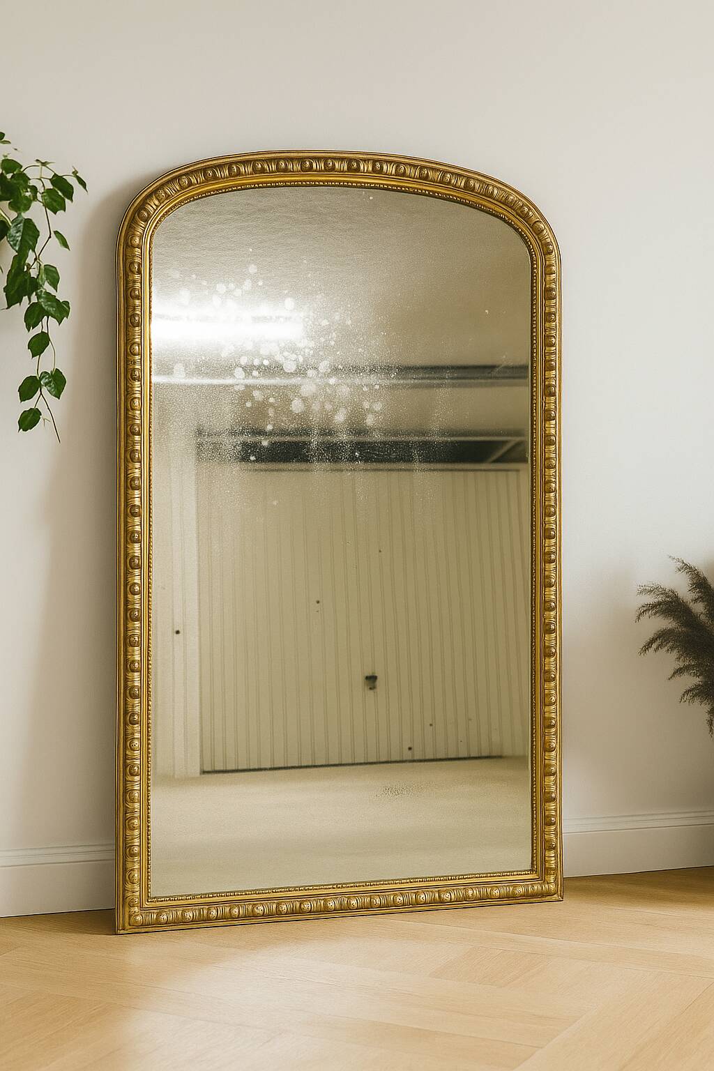 Antique Louis Philippe mirror with gilded gadroons - 173 x 110 cm