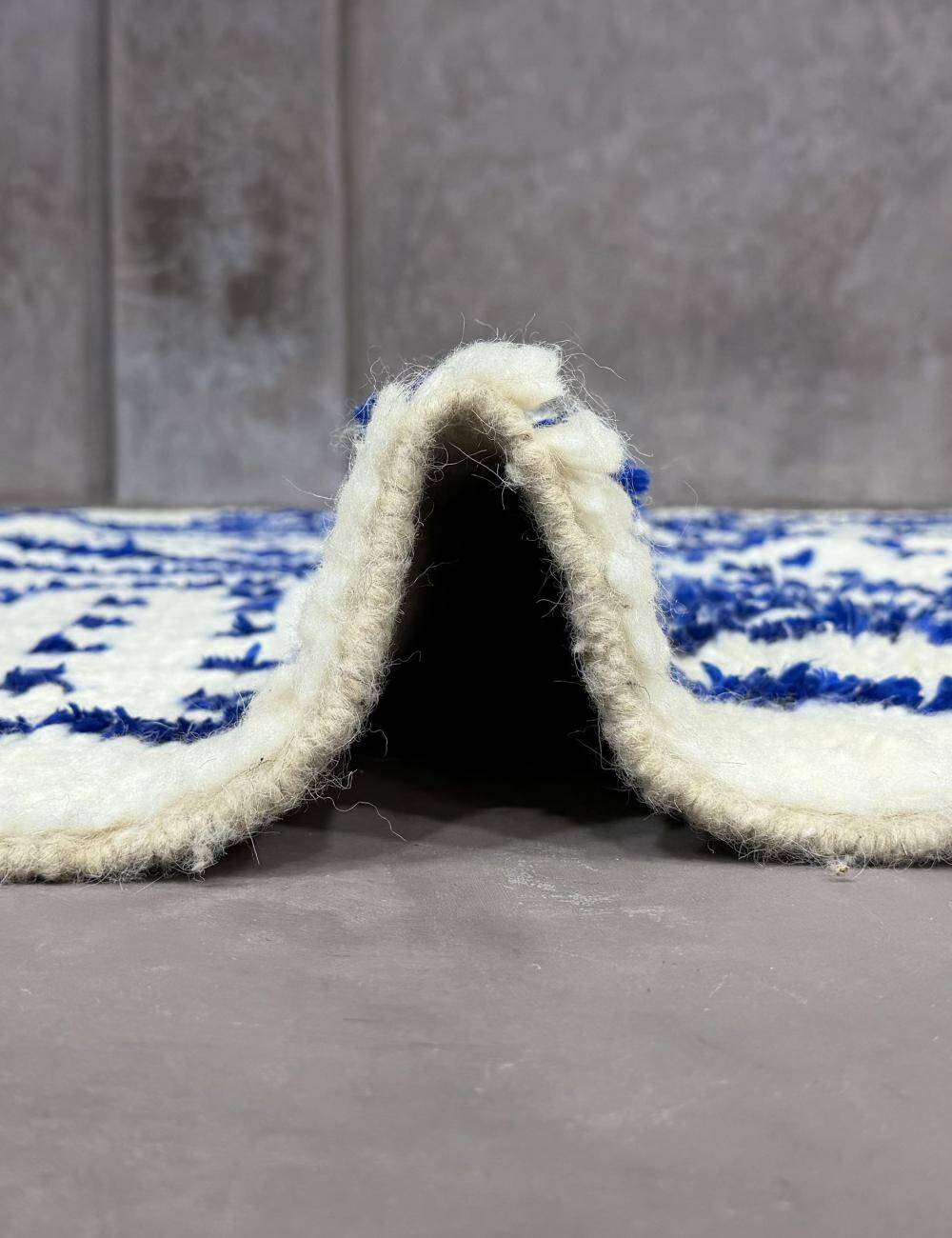 Tapis Azilal Bleu et Blanc - 300 x 193 cm