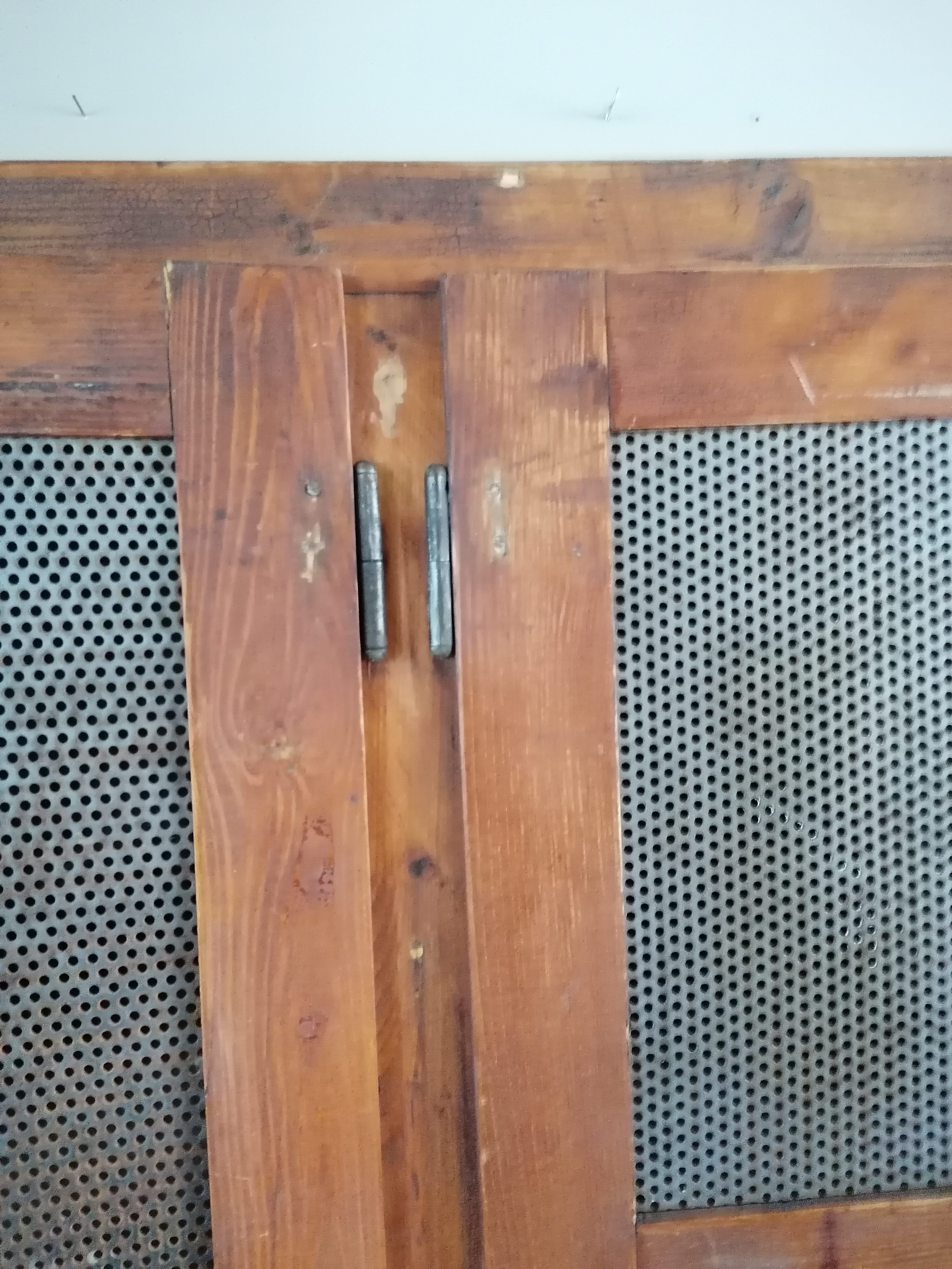 Vintage wooden wardrobe, 4 doors, cloakroom style.