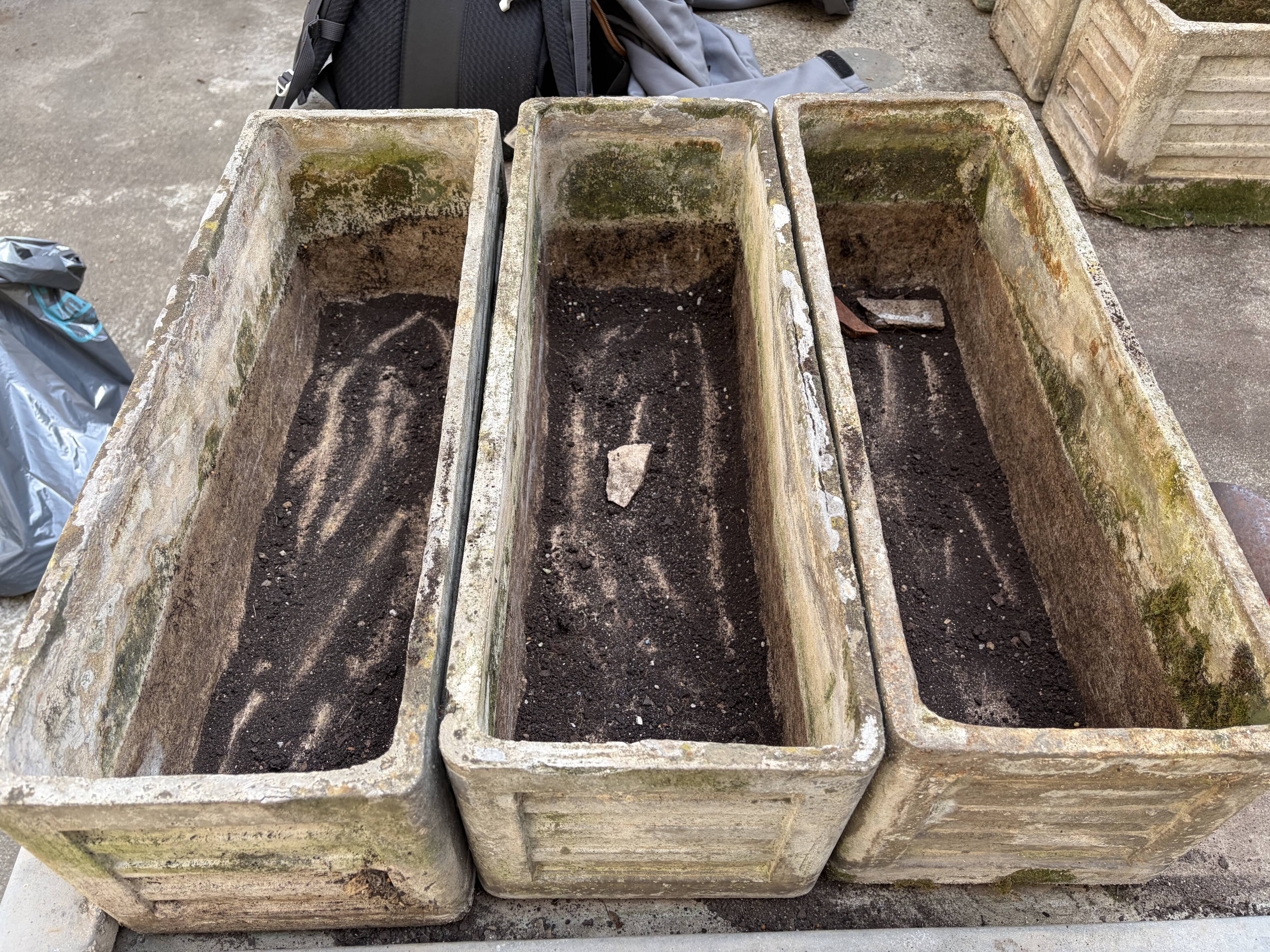 Jardinières en béton, ciment moulé