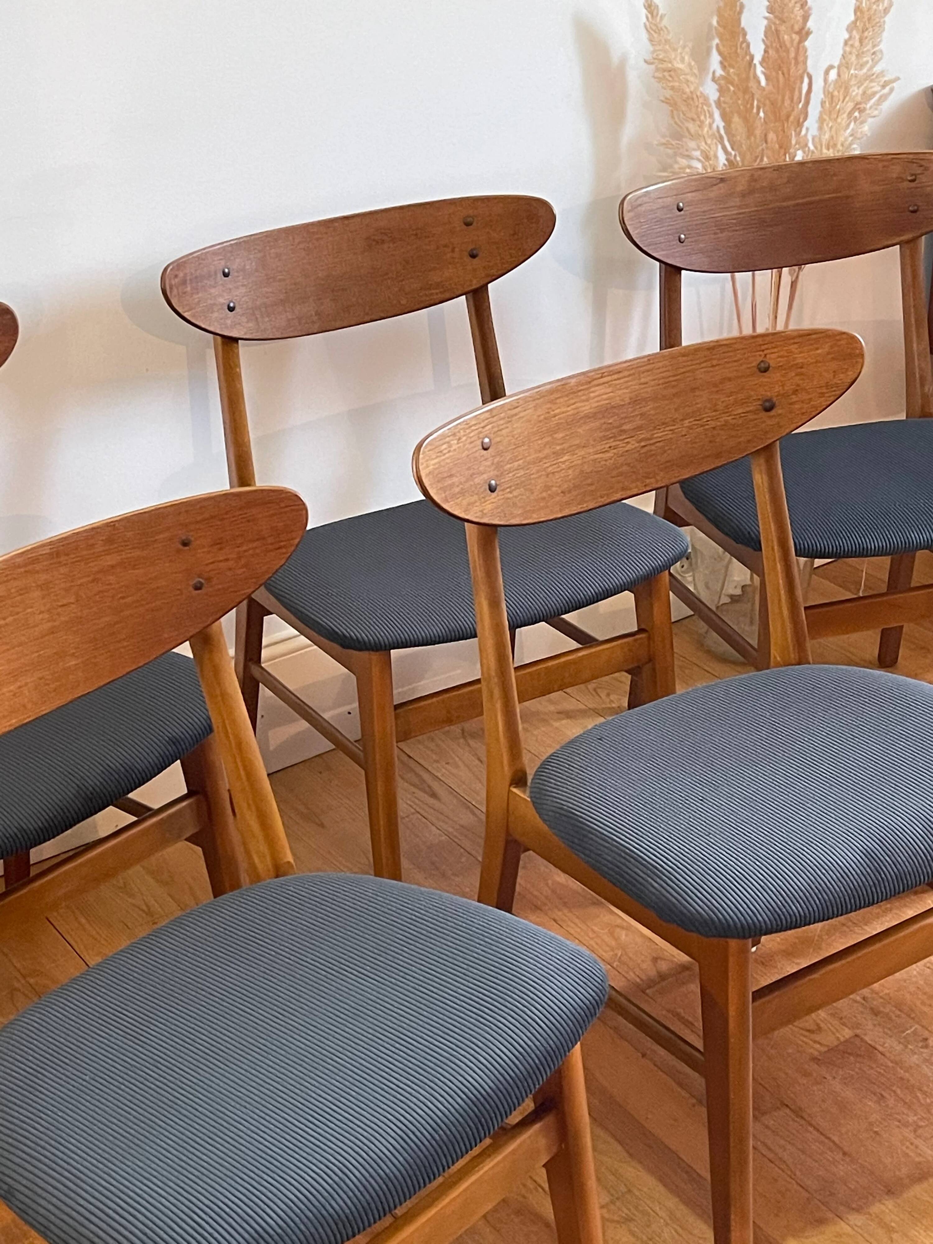 Vintage Farstrup 210 Scandinavian chairs in stained beech and teak