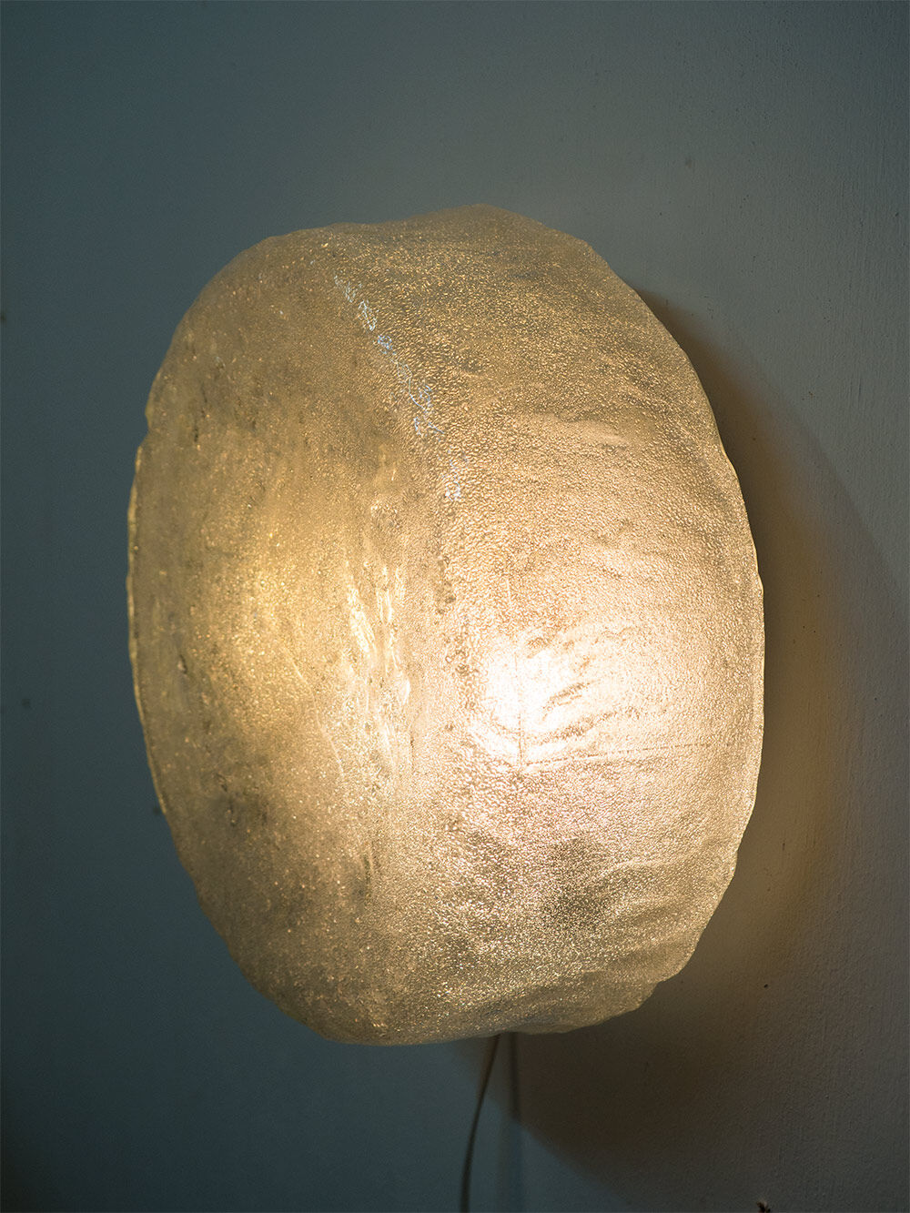 Wall or ceiling lamp made of ice glass