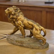 Sculpture of a lion in patinated terracotta by A. Fagotto, 1930s.