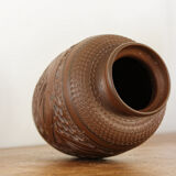 Carved terracotta vase, signed