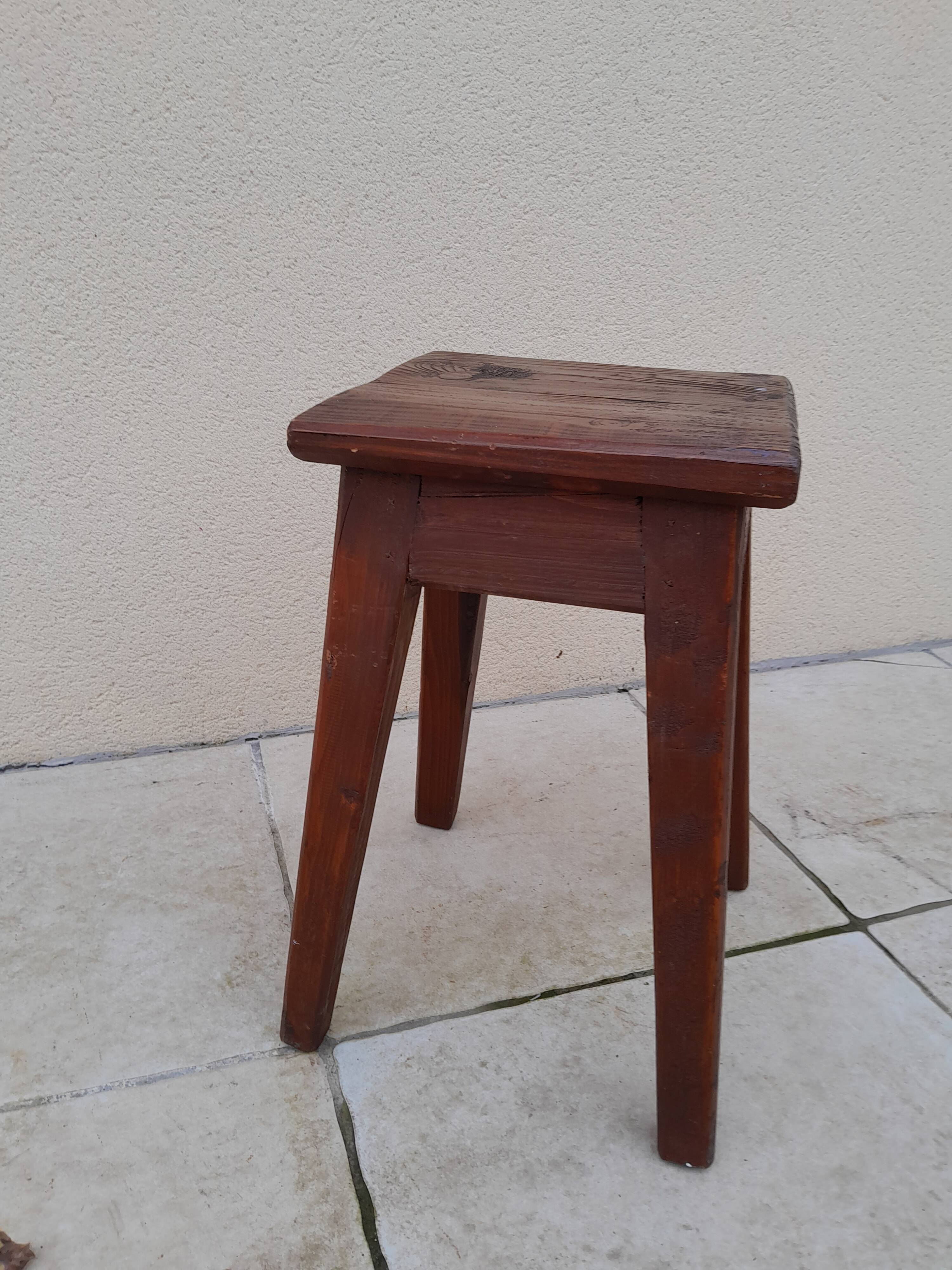 Vintage wooden stool reconstruction period 40s 50s