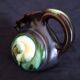 Vase with 3 flowers in the shape of a ceramic snail from Thulin (Belgium)