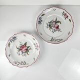 Set de 2 plats en céramique peint à la main motif fleurs