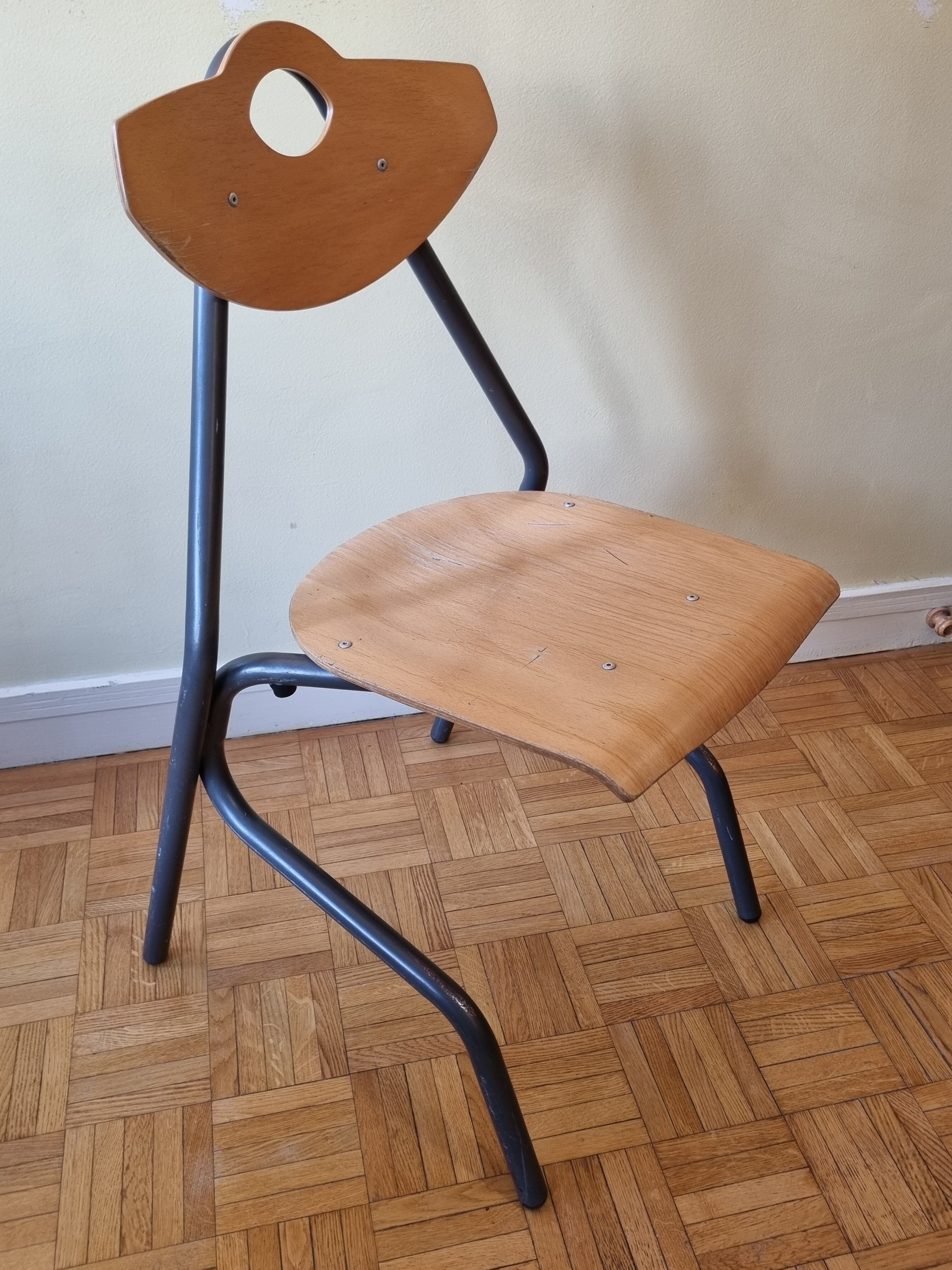 Design workshop chair in tubular steel, slate grey, 82 cm