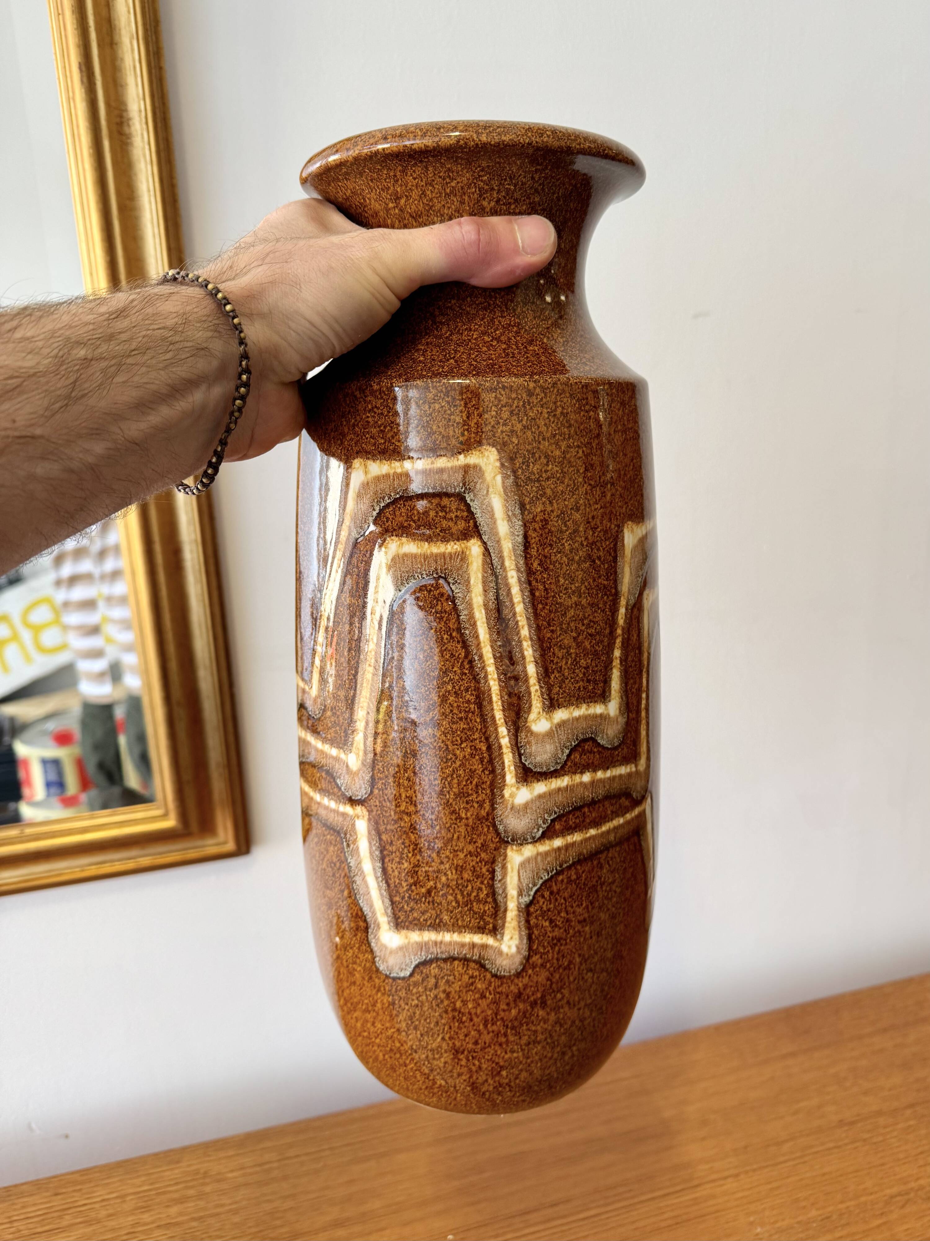 Vintage Brown Scheurich Keramik West German Vase