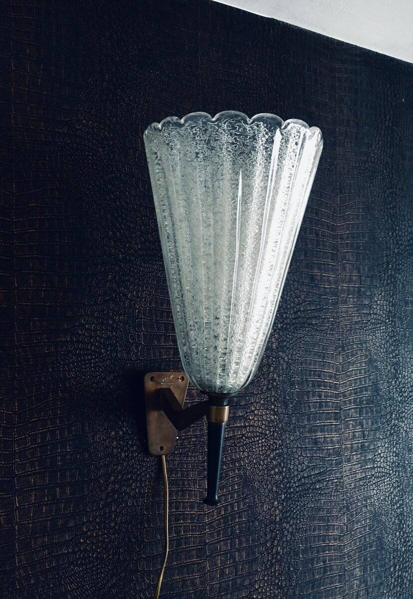 Italian Art Glass Wall Lamp by Barovier & Toso, 1950s