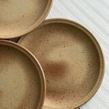 Lot de 10 assiettes en grès tacheté marron