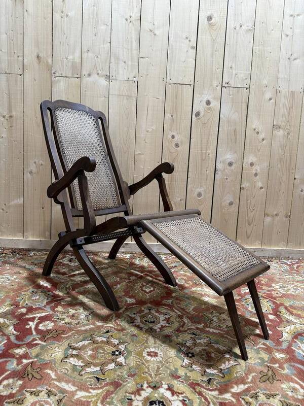 Chaise longue de bateau pliable en cannage