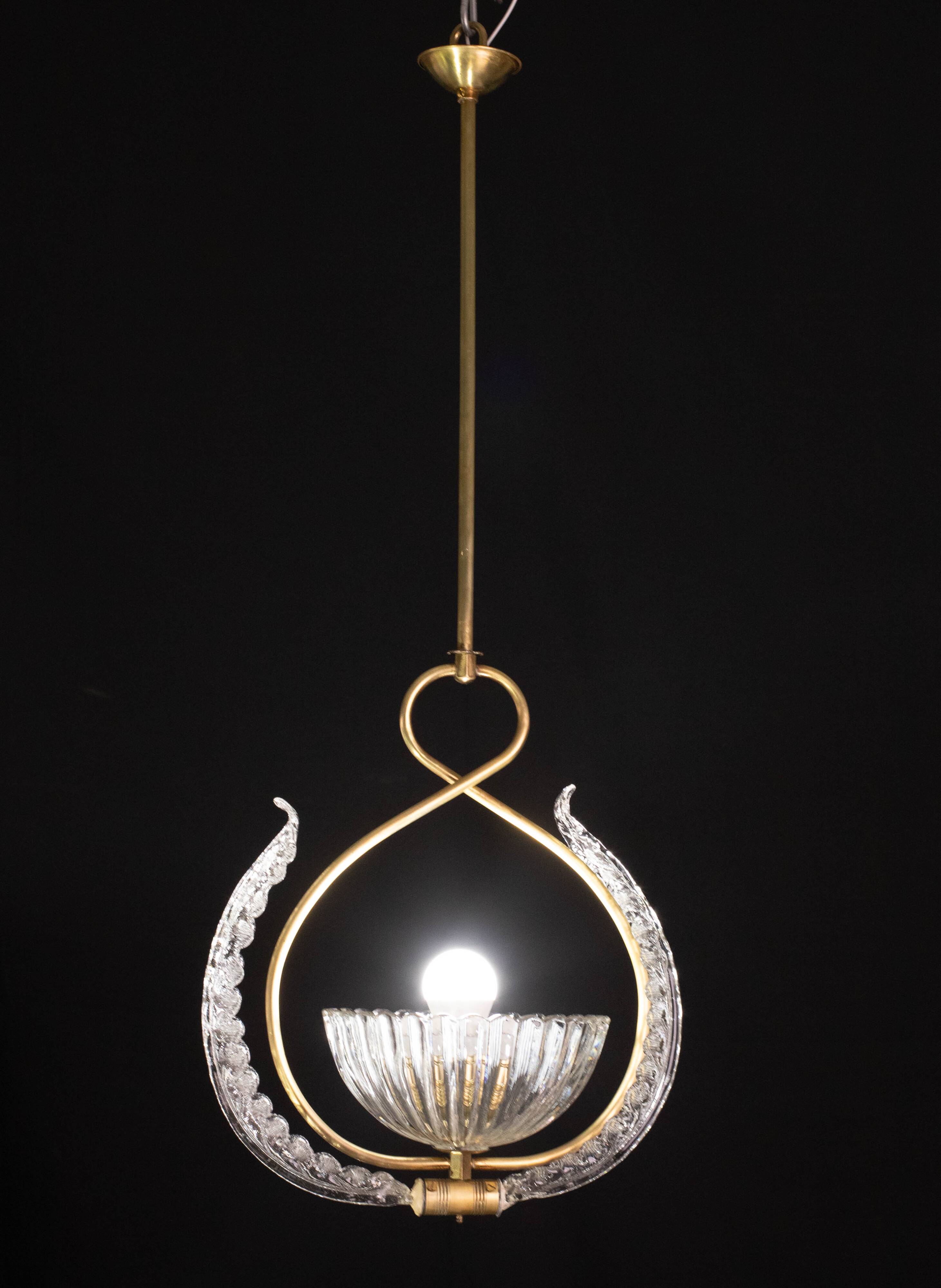 Élégant lustre Art Déco Barovier et Toso, années 1940