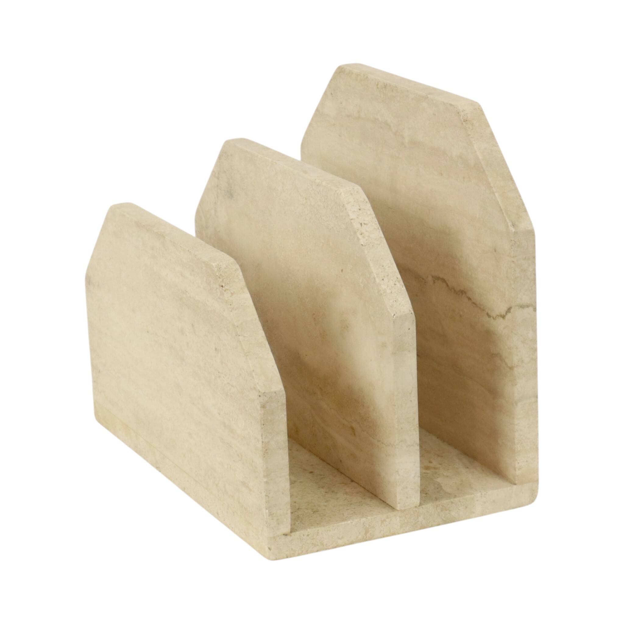 Vintage Travertine Natural Stone Magazine Rack – 1970s