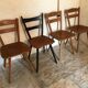 Set of 4 mismatched vintage chairs compass legs