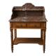 Ancienne console de toilette en merisier avec marbre
