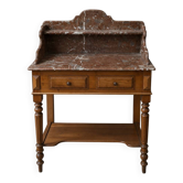 Antique toilet console in cherry wood with marble.