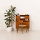 Danish teak mid century modern secretaire cabinet with a desk and vanity