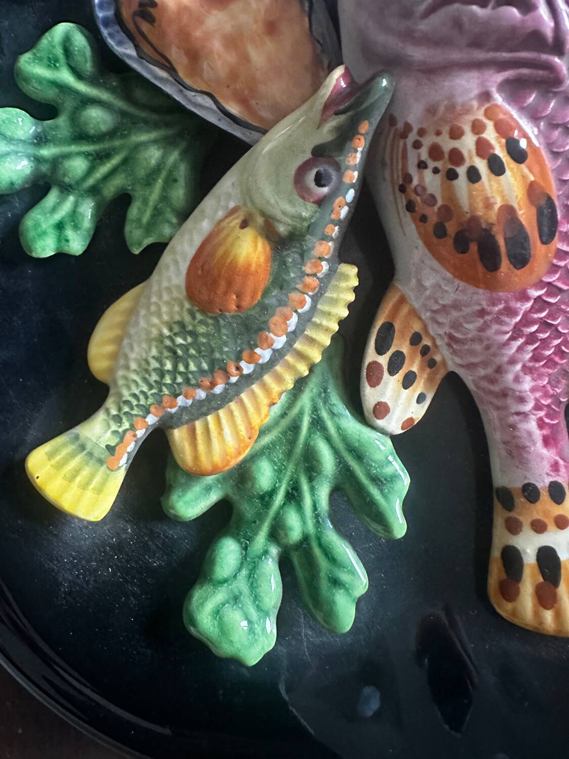 trompe l'oeil plate - Vallauris Majolica - Fish/Seafood -