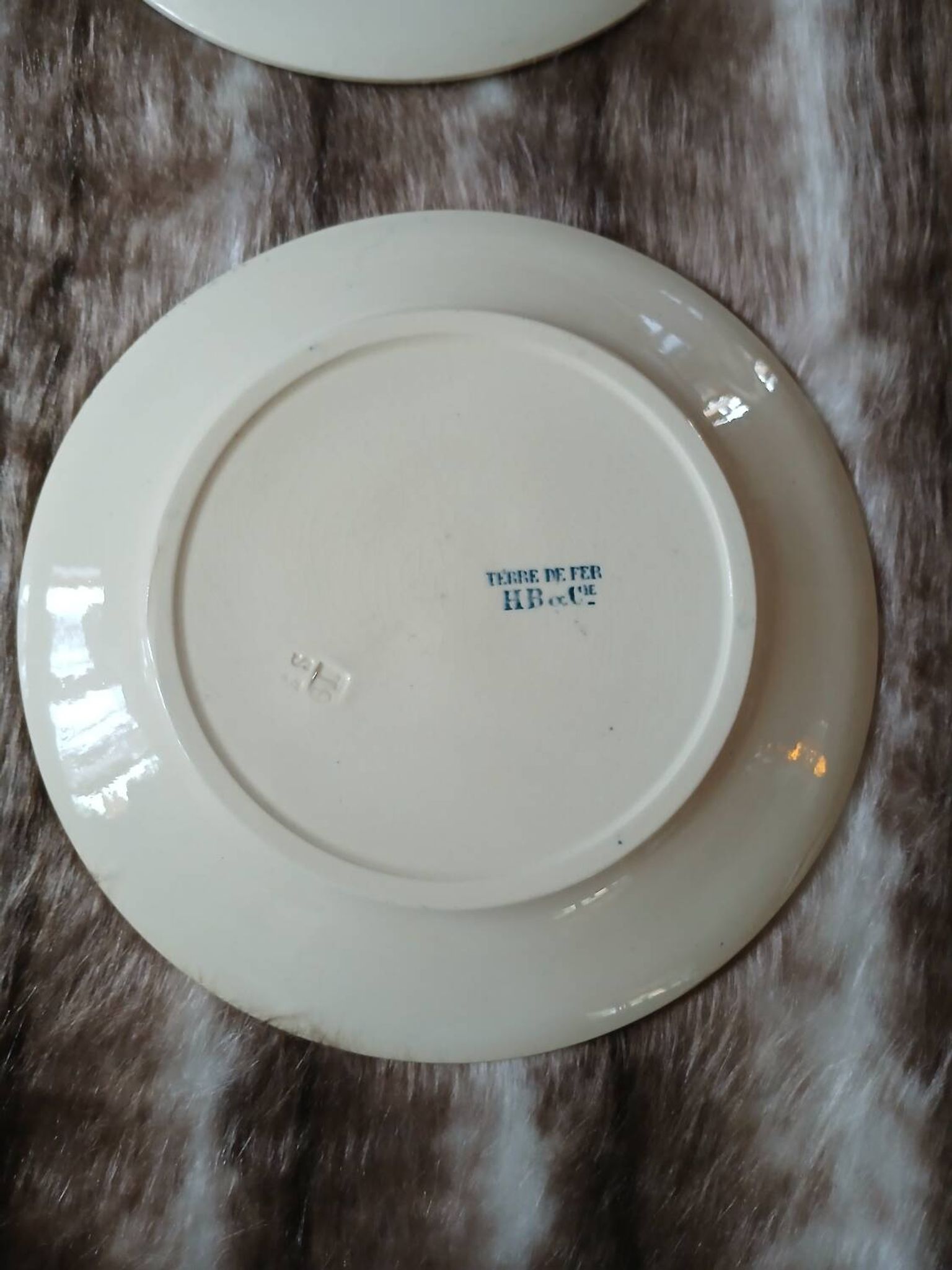 6 assiettes plates anciennes en Terre de fer Hb& Cie