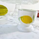 6 small vintage ceramic lemon pattern egg cups.