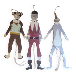 lot de 3 marionnettes - bois