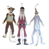 Set of 3 wooden puppets