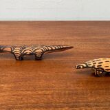 Vintage Australian Aboriginal Art Carved Wooden Animal Figurines, Set of 2