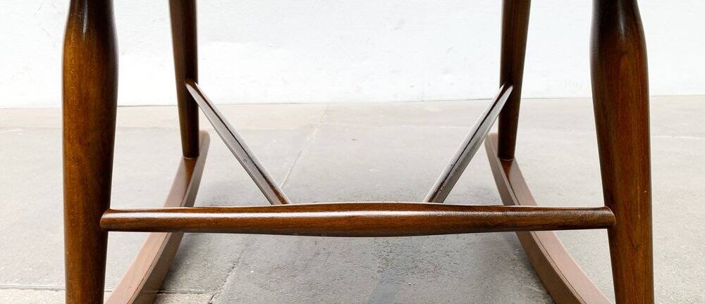 Mid-century rocking chair with new Kvadrat cushion by Børge Mogensen for FDB Møbler, 1960s.