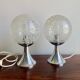 Pair of Mid-Century Chrome Table Lamps with Frosted Globe Shades – Space Ag