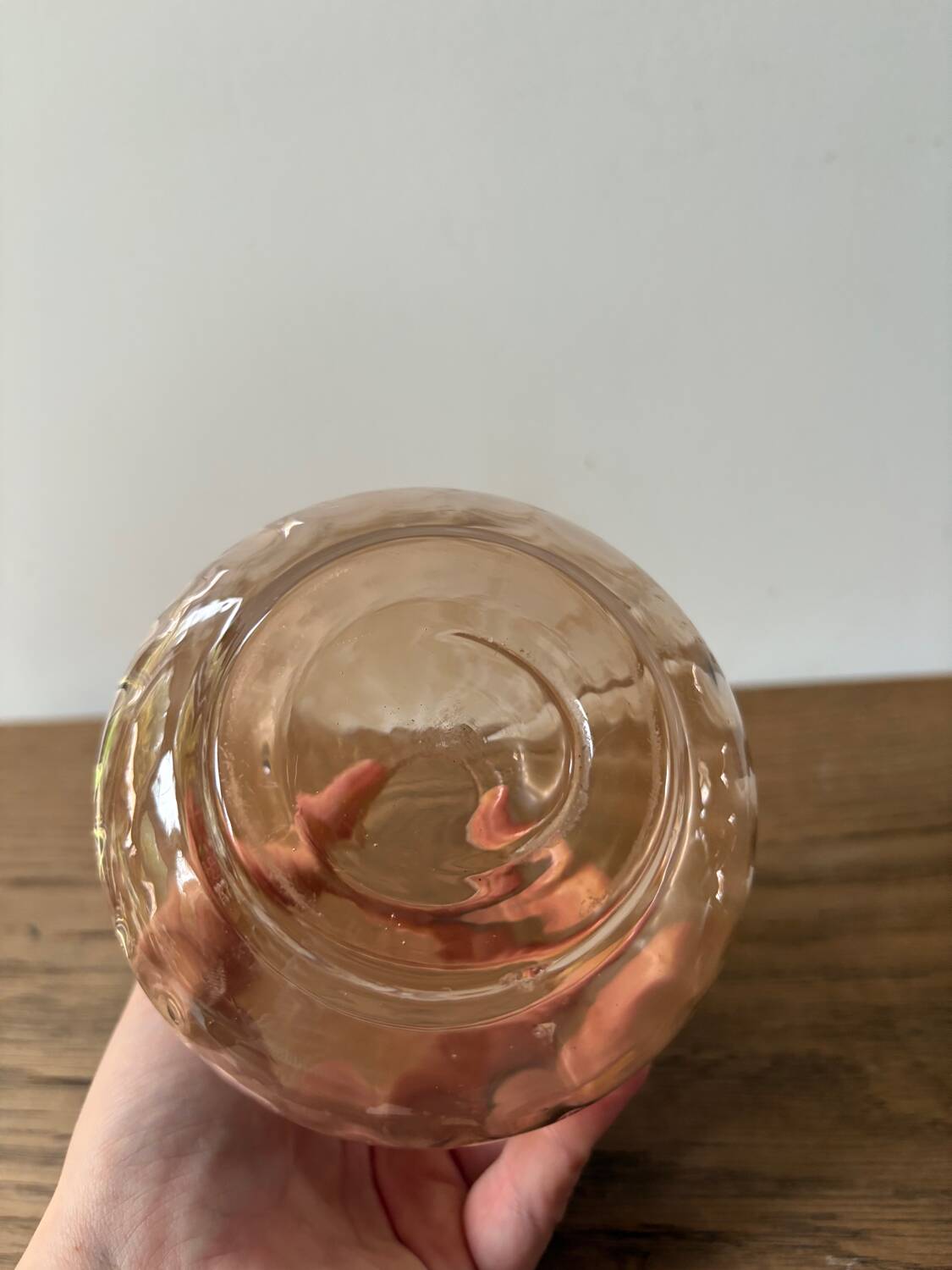 Pink blown glass vase from the 1950s