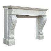 Charles X fireplace in Carrara marble, 19th century