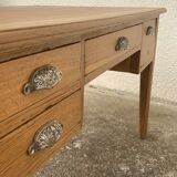 Solid desk in raw oak handles art deco shells