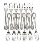 Christofle box of twelve Marly cake forks, silver-plated metal